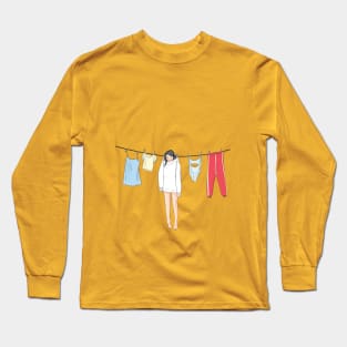 Both of them naughty play on the clothesline in the summer Long Sleeve T-Shirt